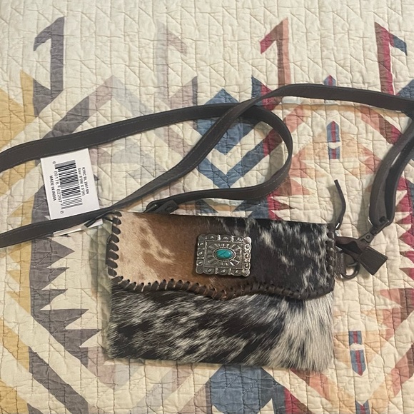 Rafter T Ranch Company | Bags | Cowhide Crossbody Bag With Turquoise ...